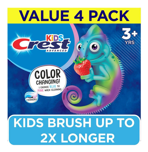 Crest Kids Pasta De Dientes Cambia De Color Sabor Fresa 4 Pz