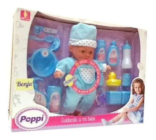 Juguete Muñeca Bebe Bebote Con Cunita Poppi