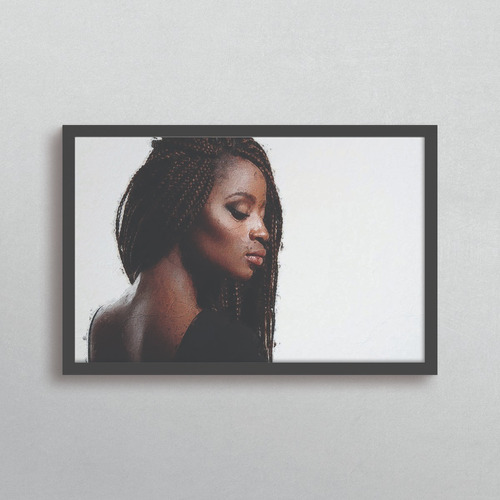 Quadro Decorativo Grande Sala Modelo Feminino Beleza Negra