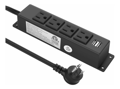 Wall Mount Power Strip, Mountable Power Outlet With 4 Ac Out
