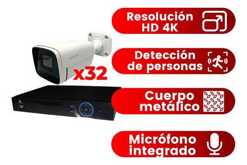 Kit Cctv Vigilancia Seguridad 32 Cámaras Ip Video Hd 4k Nvr