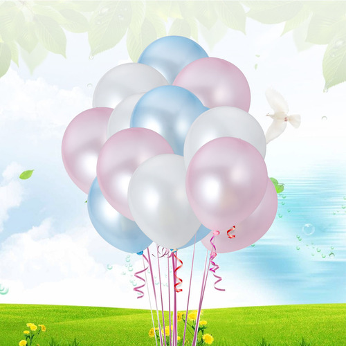Paquete De 100 Globos De Látex De Color Azul Claro, Rosa Y B
