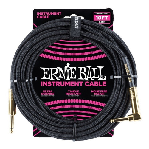 Cable Ernieball Trenzado 3 Mt 10ft Plug Recto/angular Po6081