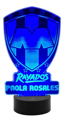 Lampara Led 3d Rayados Monterrey Personalizada Con Nombre