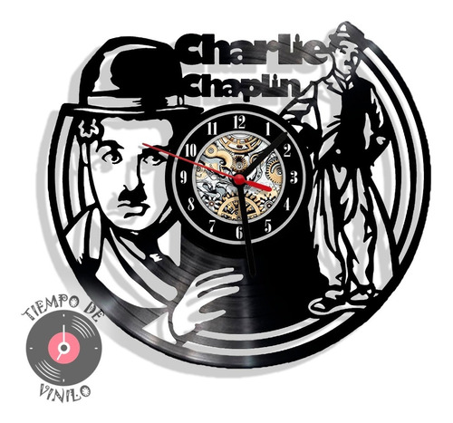 Reloj De Pared Elaborado En Disco Lp Ref. Charles Chaplin