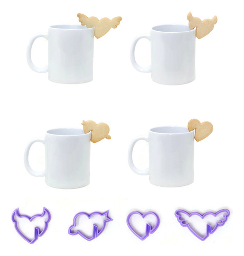 Cortadores Galletas Corazones Mini Para Taza San Valentín Color Violeta
