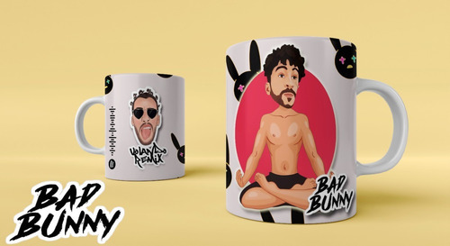 10 Plantillas Bad Bunny 01 Taza Sublimacion Psd Editbale Png