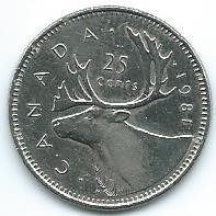 Moneda  De  Canadá  25  Cents  1.981  Excelente  Estado