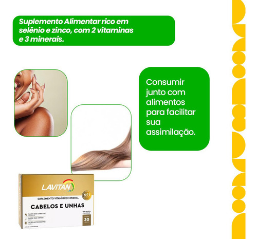 Lavitan Suplemento Vitamínico Para Cabelos E Unhas C/30 Cáps