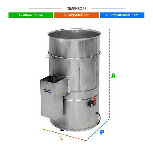Descascador Batatas 6kg Elétrico 67kg/h Db.6 220v Metvisa
