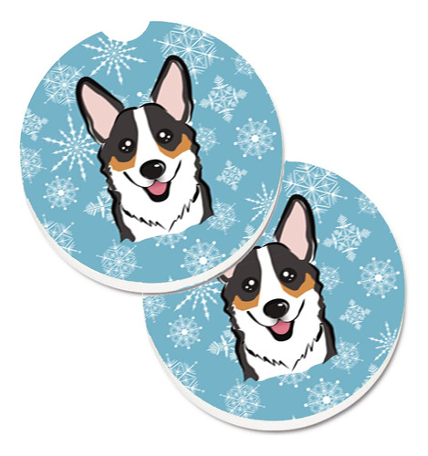 Juego De 2 Posavasos De Copo De Nieve Corgi Para Automóvil