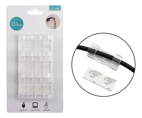 Set De 12 Unidades De Clips Para Organizar Cables Cargadores