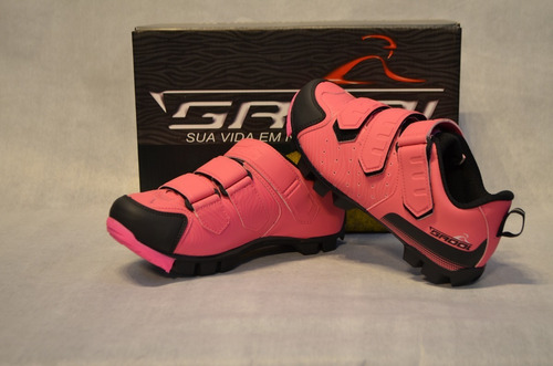 Sapatilha Ciclismo Grool Cool Cor Rosa Com Velcro