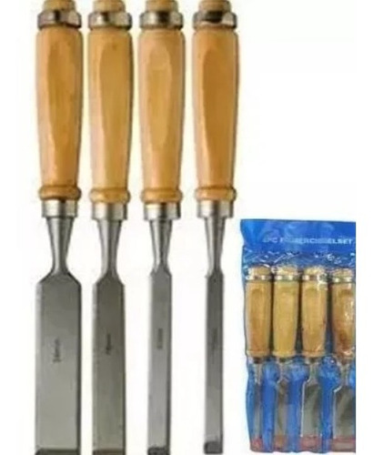 Set 4 Formones 1/4 1/2 3/4 1 En Bolsa Plastico Nuevos