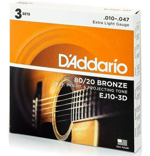 Daddario Ej10 Cuerdas De Bronce Para Guitarra Acustica.