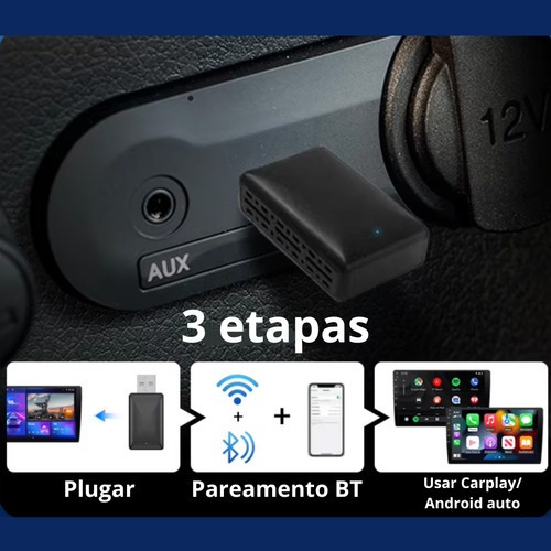 Adaptador Carplay Sem Fio Usb 2 Em 1 Ios Android Multimídia