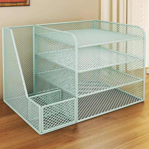 Desktop Organizer Mesh Holder Document Storage Rack Verde