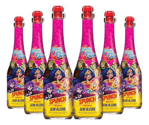 Pack 6x Espumante Para Niños Spunch - Super Hero Girls 660ml