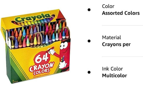 Crayola 64 Crayones Colores Surtidos Con Sacapunta Incluido