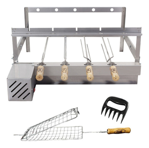 Grill Giratório 60cm Gira Itajobi 4 Espetos C/ Kit Cor Inox 127/220v