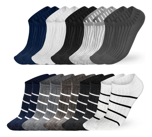Pack 10 Pares Calcetines Deportiva Color Rayas Color Sólido