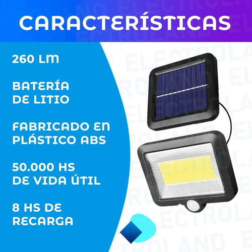 Imagen 3 de 10 de Reflector Led Panel Solar Ext Ip65 Sensor Movimiento Cob 25w