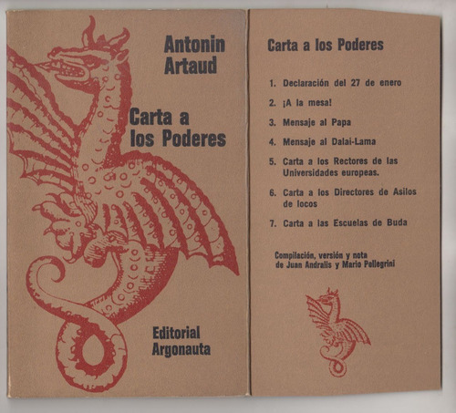 Atipicos Antonin Artaud Carta A Los Poderes Argonauta 1988