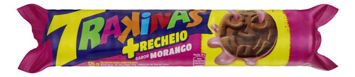 Biscoito Recheio Morango Trakinas Mais Recheio Pacote 126g