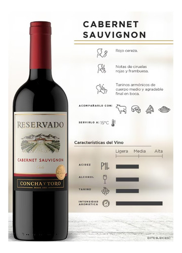 Vino Tinto Concha Y Toro Reserva Cabernet Sauvignon 750 Ml