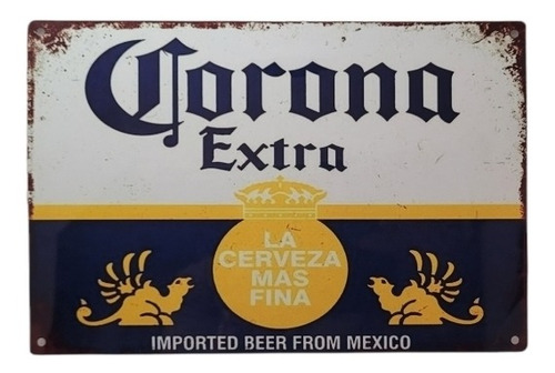 Letrero Metálico Decorativo 20 X 30 Cm Cerveza Corona 