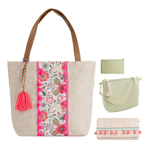 Imagen 3 de 6 de 10 Set De 4 Piezas C/u Bolsa Cartera Cosmetiquera Monedero