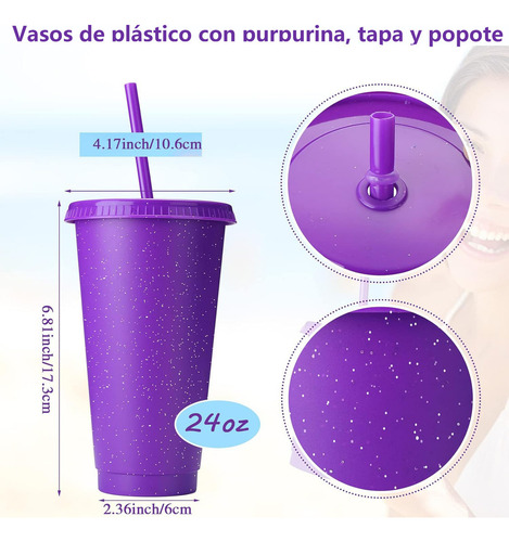 10 Vasos Reutilizables Plástico 710 Ml C/tapa Y Popote