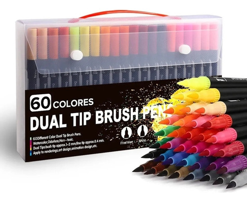 Rotuladores Pincel Fineliner Pincel Dos Puntas 60 Colores L