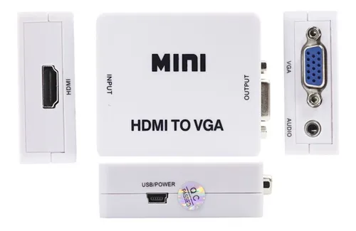 Adaptador HDMI a VGA, convertidor HDMI-VGA 1080P con conector de audio de  0.138 in y fuente de alimentación USB para portátil HDMI, PC, PS4