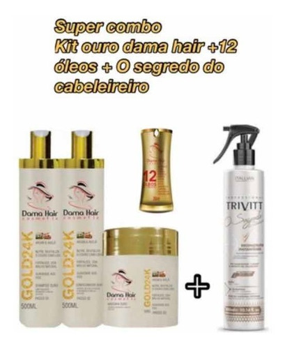 Segredo Do Cabeleireiro Trivitt +kit Ouro Dama Hair