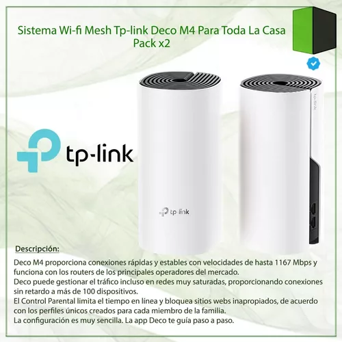 SISTEMA Wifi MESH DECO PARA TODA LA CASA M4 TP-LINK AC1200 (2 PACK)