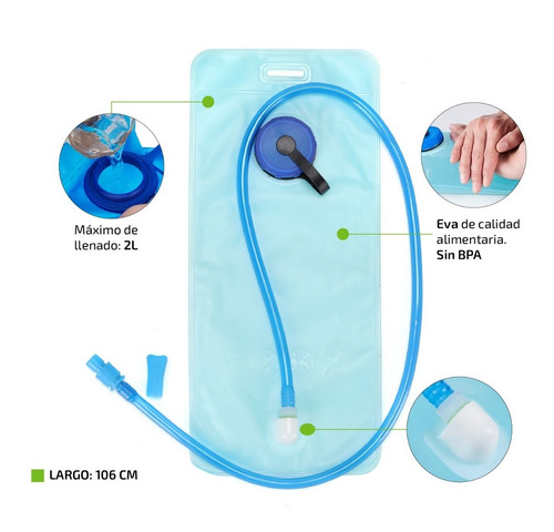 Imagen 5 de 9 de Mochila Hidratante 2lts Running Senderismo Ciclismo Trekking