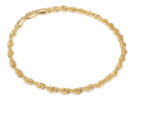 Pulsera Torsal 4mm Unisex 21cm Oro Italiano Hueco 10k Largo 21 Cm