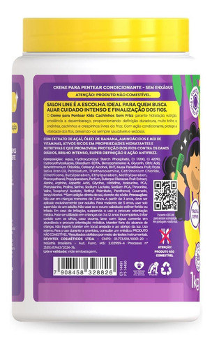 Creme Pentear Cachinhos Açaí Sem Frizz 1kg, Salon Line Kids