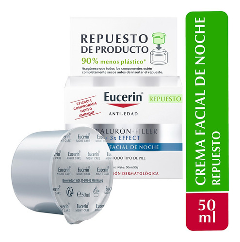 Eucerin Hf Crema Facial Antiarrugas De Noche Refill 50 Ml Tipo de piel Todo tipo de piel