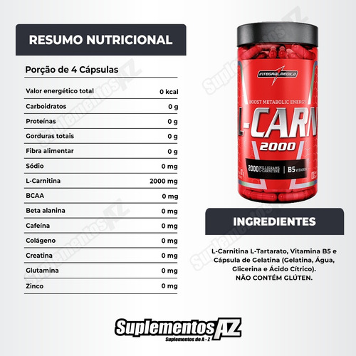 L-carn 120 Caps Integral + Vitamina C 120 Caps Growth