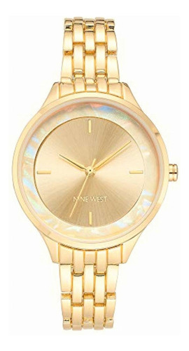 Reloj De Pulsera Nine West 119232 De Cuerpo Color Dorado, Para Mujer Color Dorado, Bisel Color Dorado