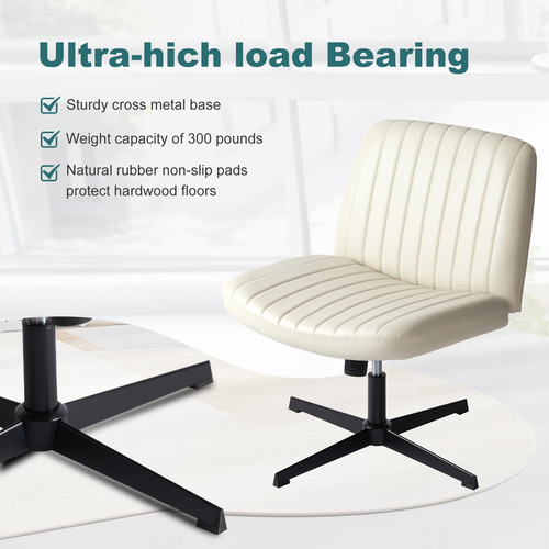Silla De Escritorio Ajustable Giratoria Acolchada Color Crem