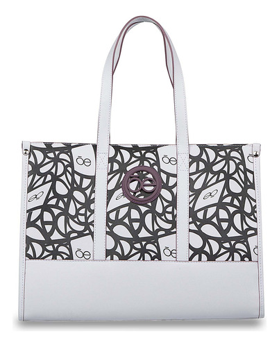 Bolsa Cloe Satchel Para Mujer Grande Monograma Estampado Color Blanco