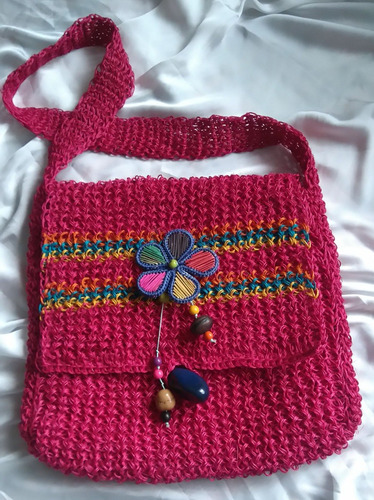 Cartera De Hilo Sisal Tejida A Mano