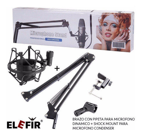 Imagen 2 de 9 de Soporte Para Micrófono Brazo + Shock Mount Para Condenser