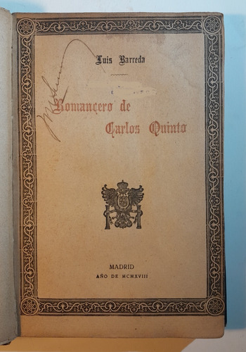 Romancero De Carlos Quinto Luis Barreda 1918 B6