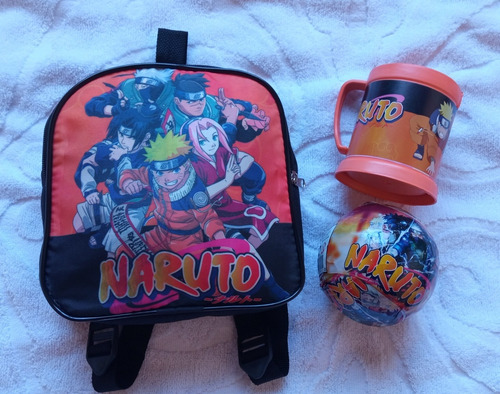 Kit Brinquedo Naruto 1 Bolsa + Bola Com Surpresa + Caneca
