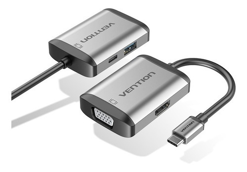 Hub Adaptador Vention 4 Em 1 4k Hdmi E 1080p Vga - Type-c 