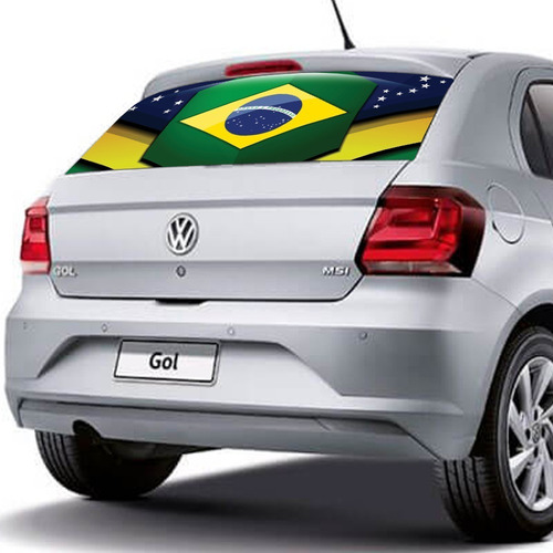 Adesivo Perfurado Bandeira Brasil Carro Vidro Trás 110x29cm